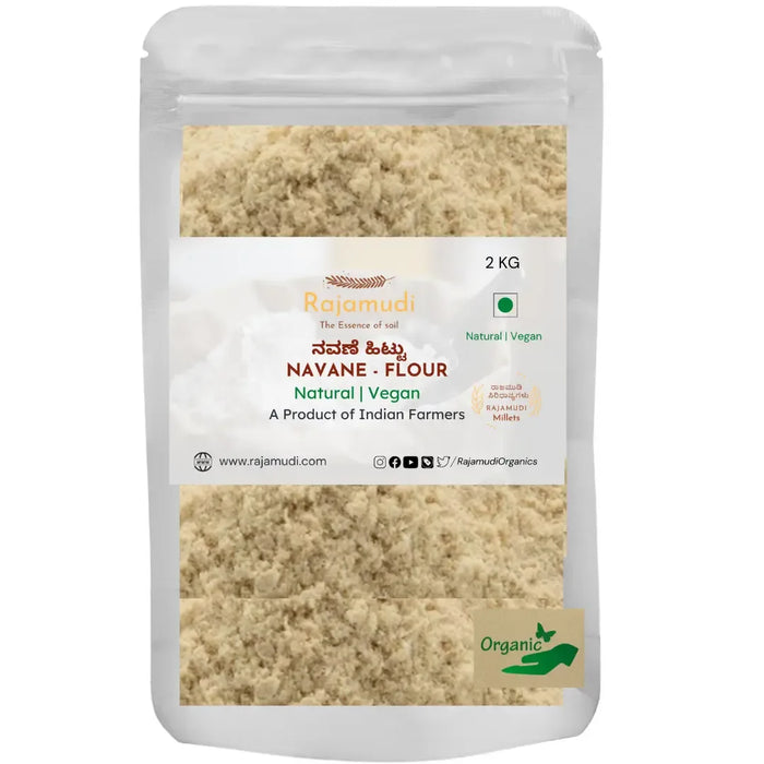 NAVANE - Foxtail millet FLOUR - made from organic foxtail millet | Rajamudi