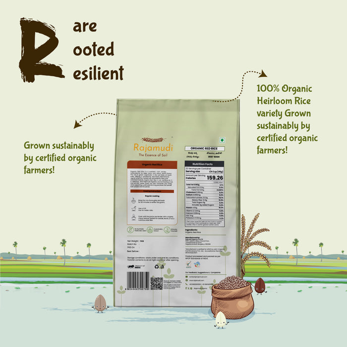 ORGANIC Kerala Red Rice [UnPolished] | Palakkad Matta Rice - Rajamudi Organics