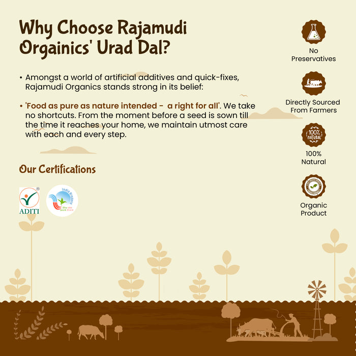 Organic Urad Whole (Black Gram Skinless) – Rajamudi Organics | Pure, Unpolished, Protein-Rich