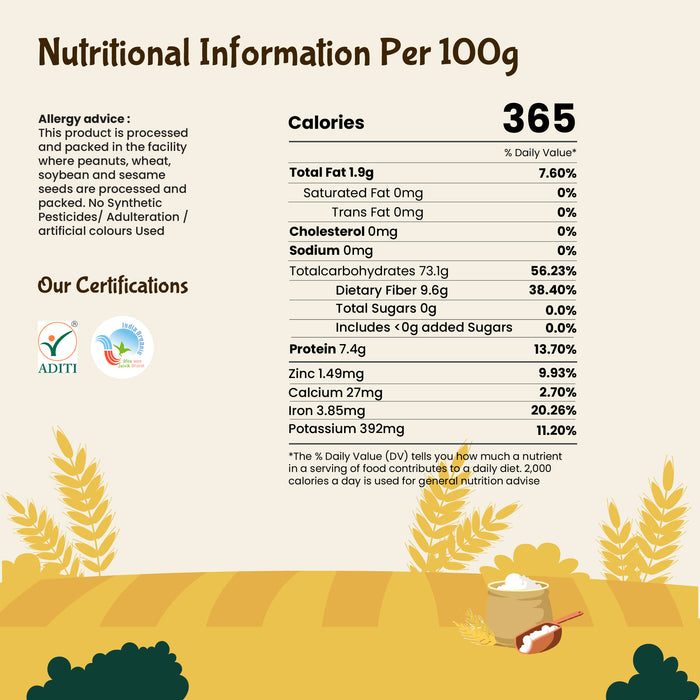 Organic Khapli Wheat Flour | Jave Godhi Hittu | 50% High Fiber | 50% low gluten - Rajamudi Organics