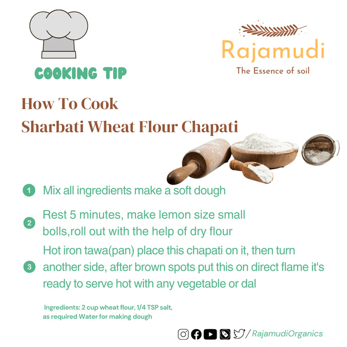 Organic Sharbati Wheat Flour by Rajamudi Organics